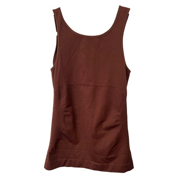 Scoop Neck Sleeveless Tank Top Size Large Stretch Brown Nylon Neutral Layers - Picture 2 of 5